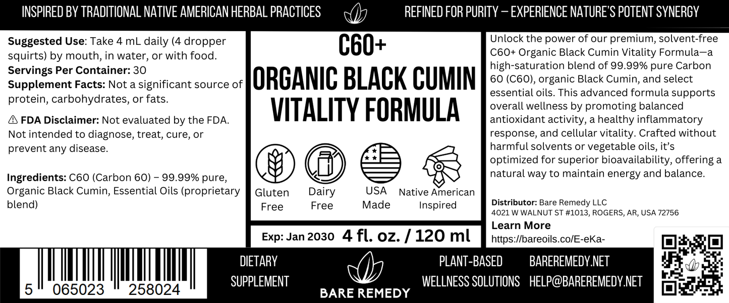 C60+ Organic Black Cumin - BareRemedy