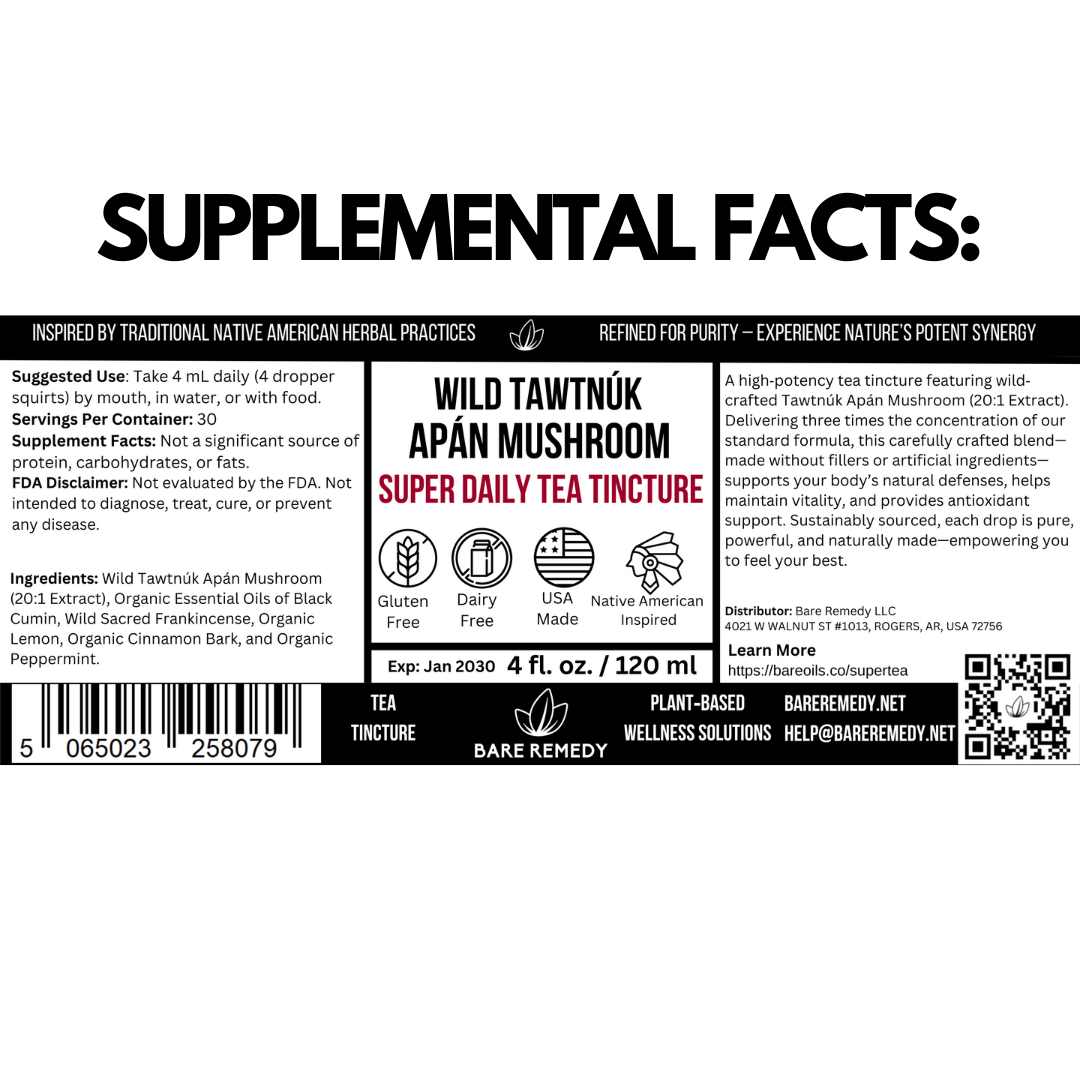 Wild Tawtnuk Apán Mushroom Super Daily Tea Tincture - BareRemedy